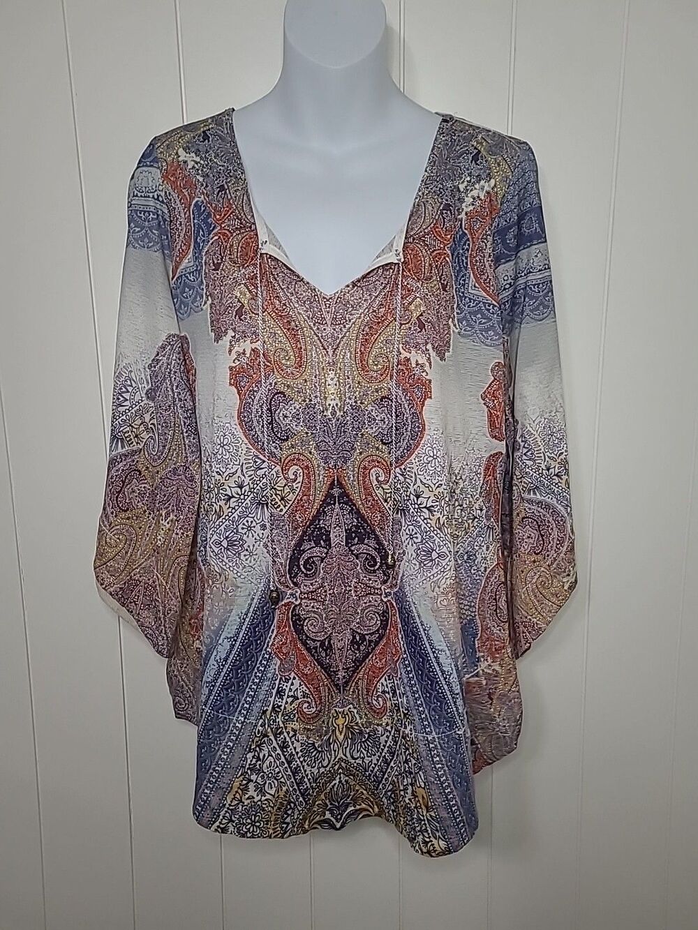 One World Top Womens Size Large Tasseled Fairy Whimsigoth Artsy Boho Y2k